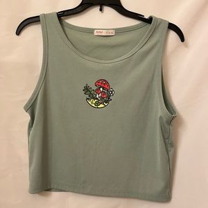 Mushroom Graphic Ribbed Tank Top
